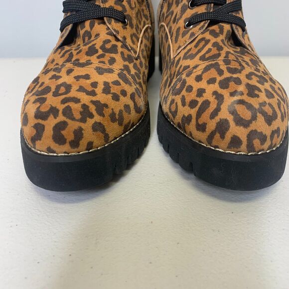 Donald Pliner Suede Boots Leather Animal Print‎ Combat Hiker Biker 7 NEW - Picture 8 of 12